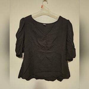 Black V-Neck Women's Top
